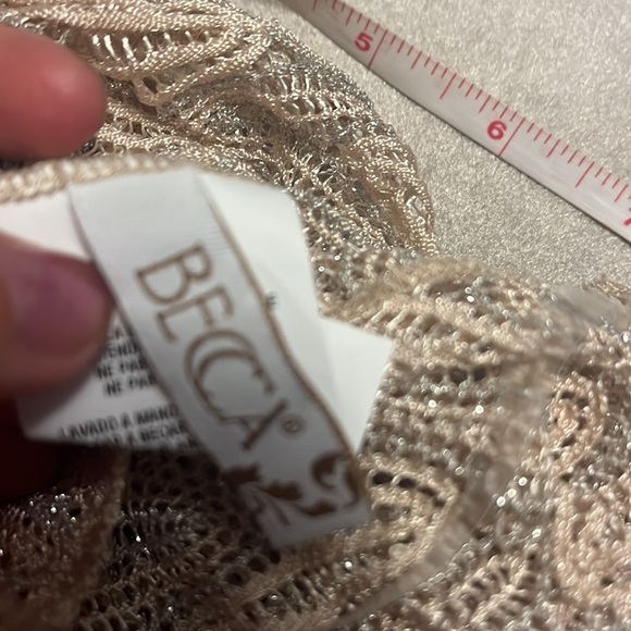 Becca swimsuit cover-up, deep, V-neck, tie at waist, lace fabric, side slits - Picture 8 of 10